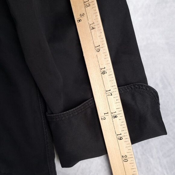 Chicos Field Coat Womens 1 Small Black Metal Twist Closure Flip Cuff Utility - Picture 12 of 16